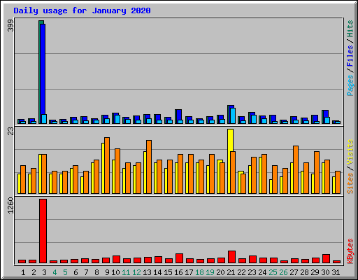 Daily usage for January 2020